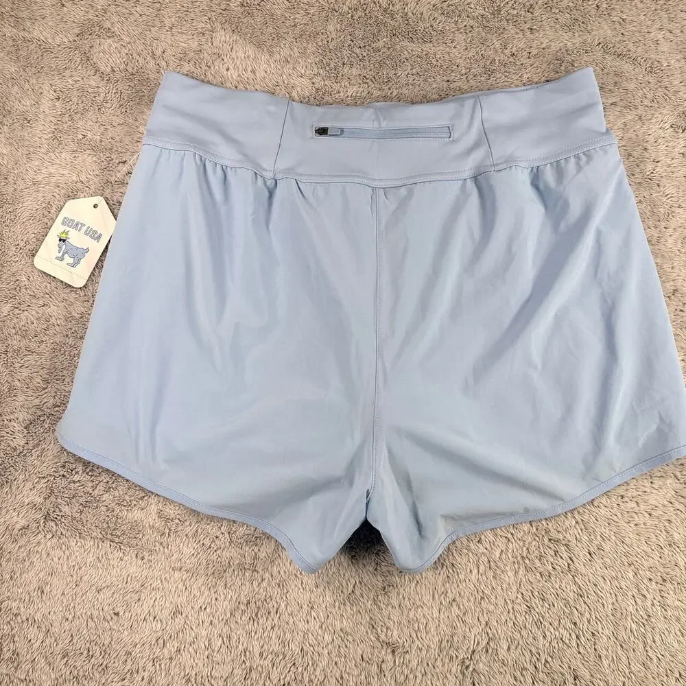 Goat‎ USA Women's Woven Shorts Back Zip Pocket Performance Casual Blue Sz Large